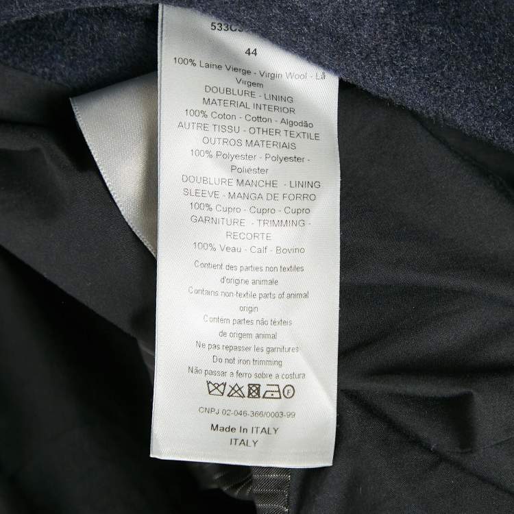 Pre Owned Dior Homme Navy Blue Wool Hooded Zip-Up Overcoat XS