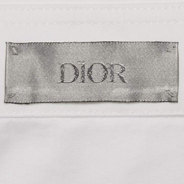 Pre Owned Dior Homme White Logo Embroidery Cotton Button Front Shirt M