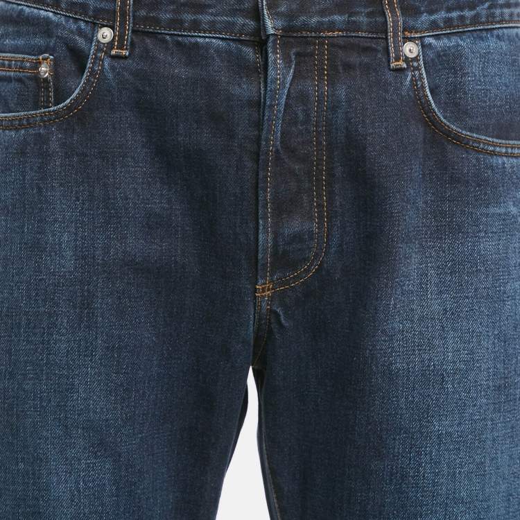 Pre Owned Dior Homme Dark Blue Washed Denim Jeans L Waist 34"