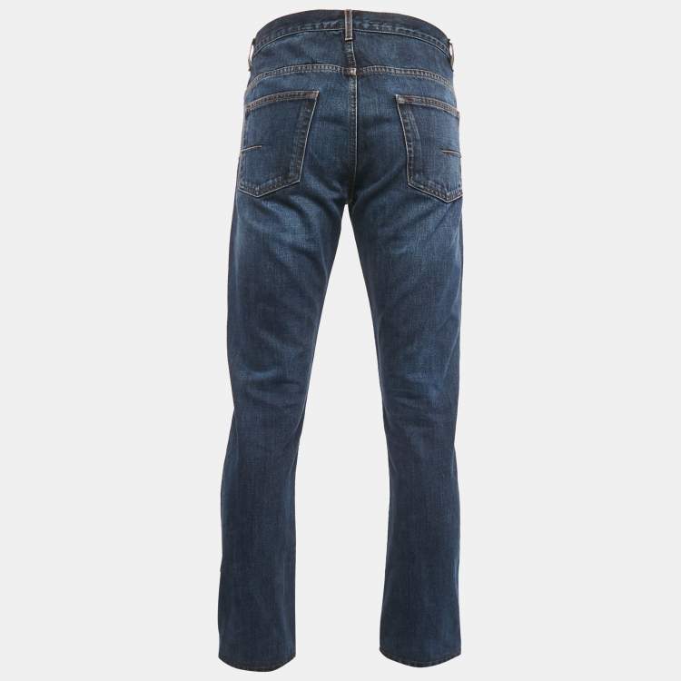 Pre Owned Dior Homme Dark Blue Washed Denim Jeans L Waist 34"