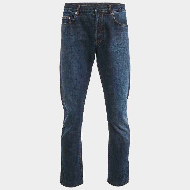 Pre Owned Dior Homme Dark Blue Washed Denim Jeans L Waist 34"