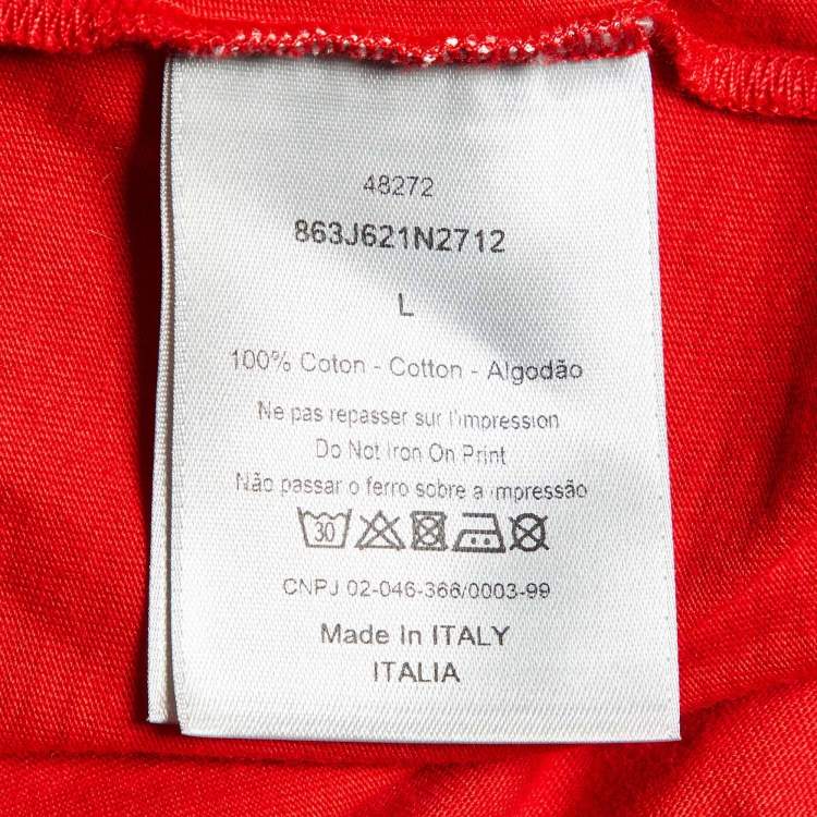 Pre Owned Dior Homme Red Logo Print Cotton Limited Edition Crew Neck T-Shirt L
