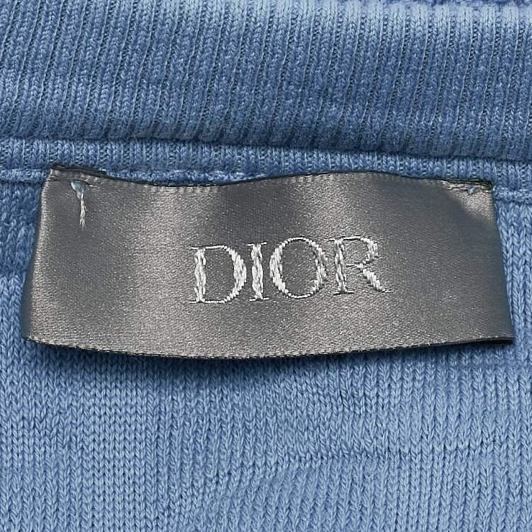 Pre Owned Dior Homme Blue Oblique Terry Jacquard Crewneck T-Shirt M