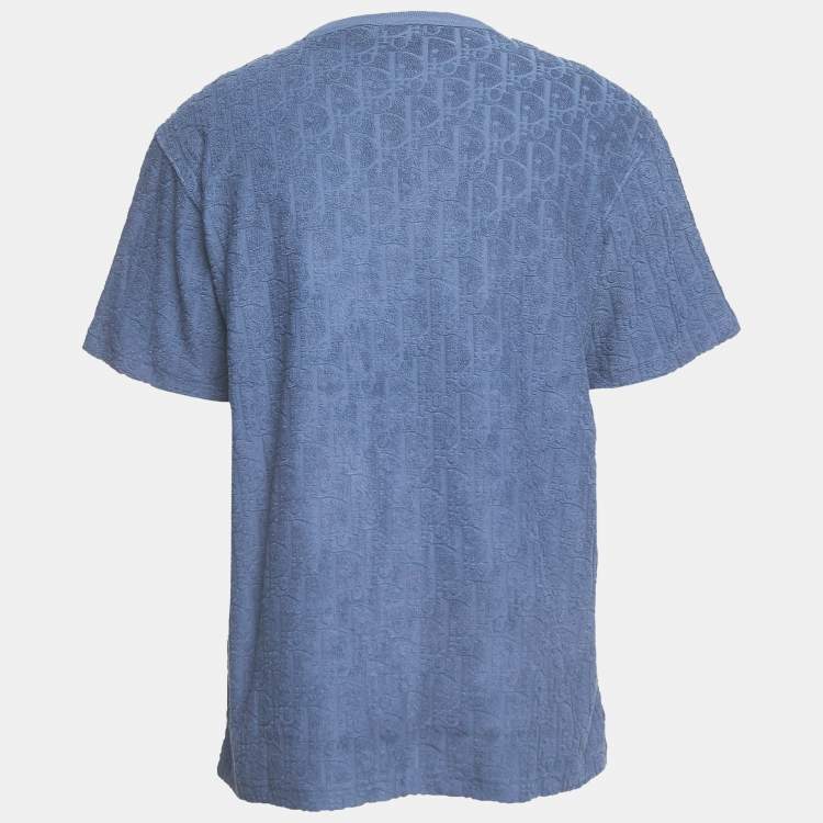 Pre Owned Dior Homme Blue Oblique Terry Jacquard Crewneck T-Shirt M