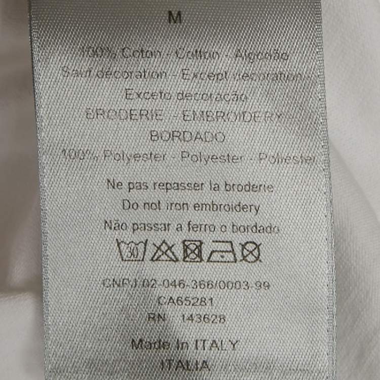Pre Owned Dior Homme White Logo Embroidered Jersey Crewneck T-Shirt M