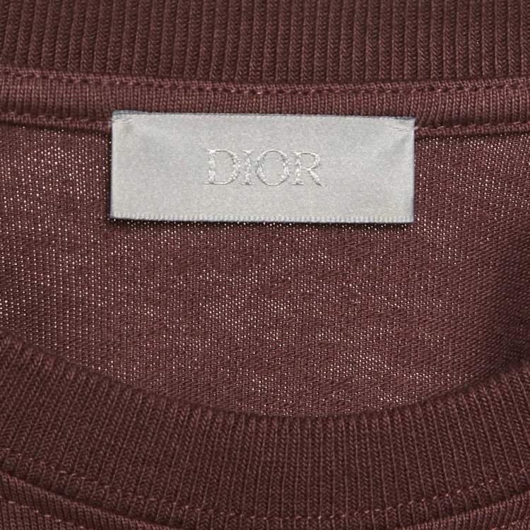 Pre Owned Dior Homme Burgundy Jersey Crewneck T-Shirt S