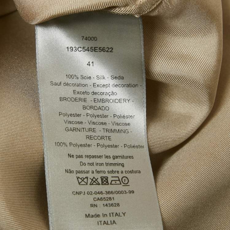 Pre Owned Dior Homme Beige Silk Applique Detail Button Front Shirt L