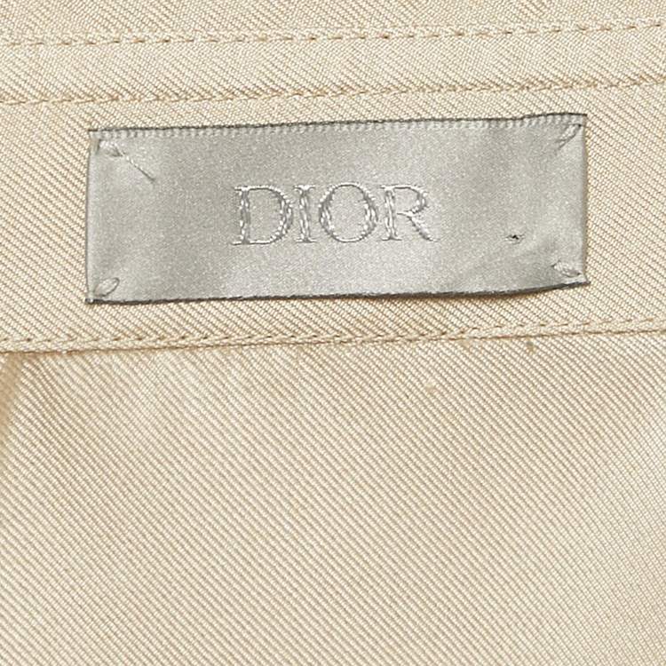 Pre Owned Dior Homme Beige Silk Applique Detail Button Front Shirt L