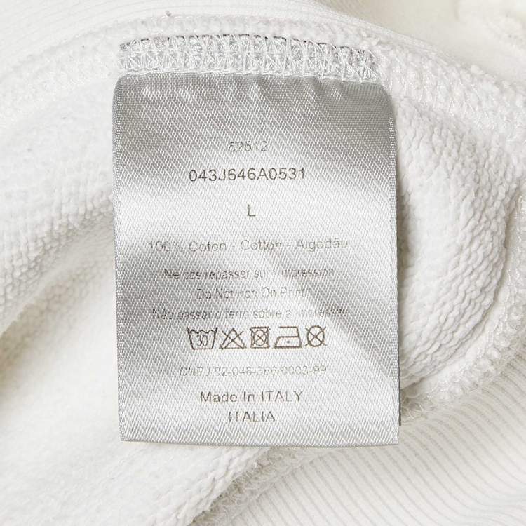 Pre Owned Dior Homme White Logo Print Cotton Long Sleeve Hoodie L 