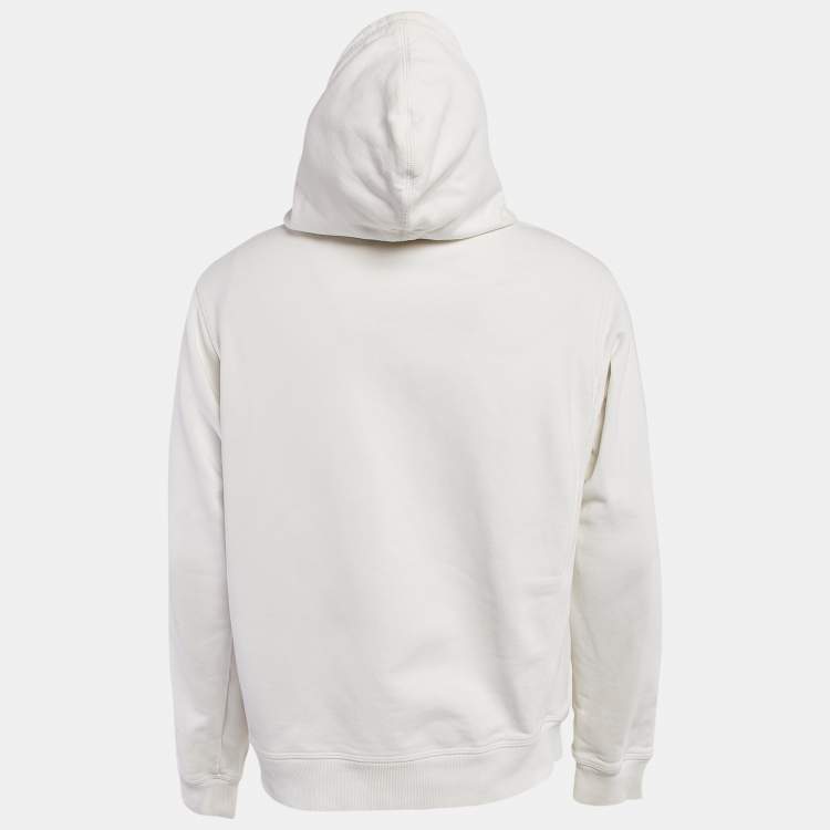 Pre Owned Dior Homme White Logo Print Cotton Long Sleeve Hoodie L 