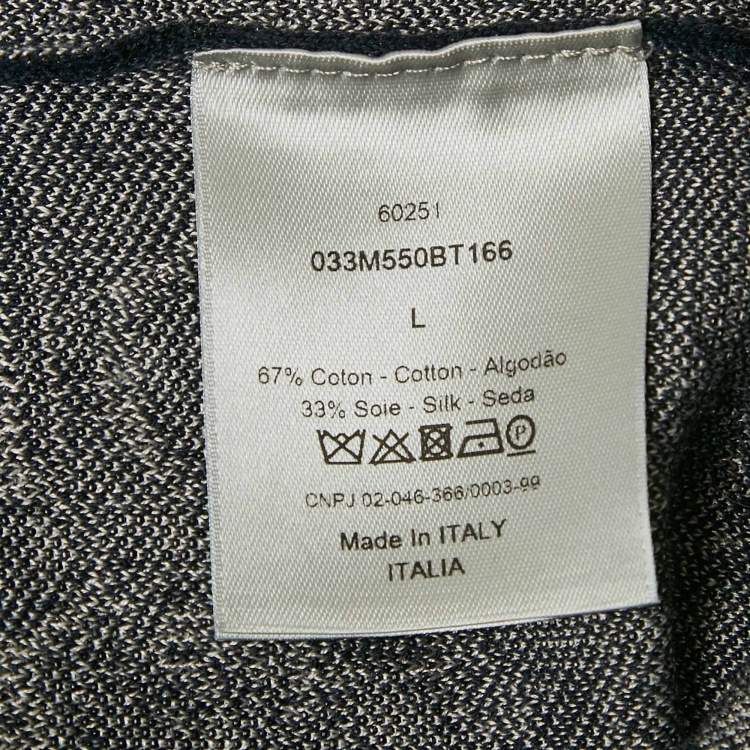 Pre Owned Dior Homme Blue Jacquard Cotton Knit Shirt L