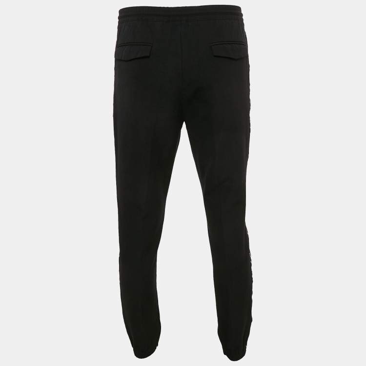 Pre Owned Dior Homme Black Wool Tape Trimmed Pants L