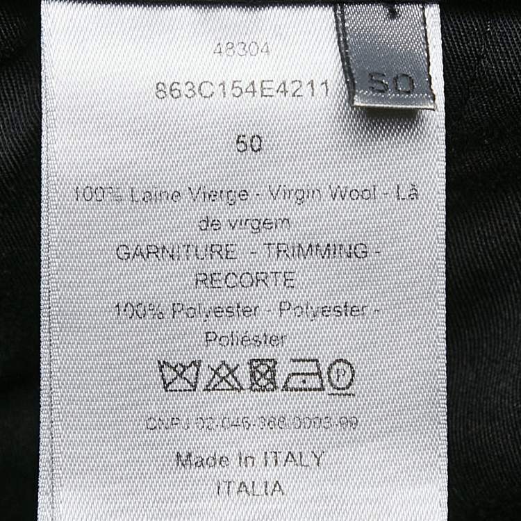 Pre Owned Dior Homme Black Wool Tape Trimmed Pants L