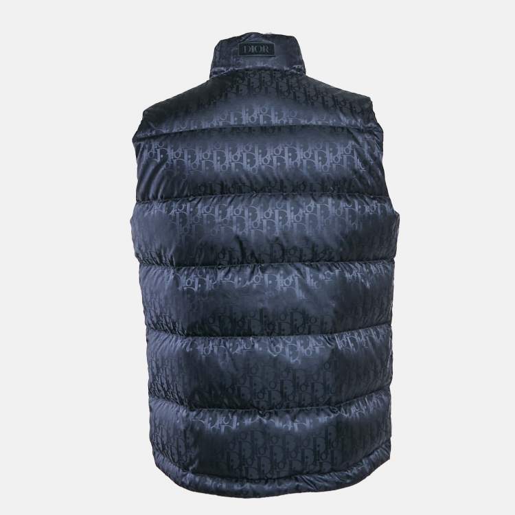 Pre Owned Dior Homme Oblique Monogram Nylon Zip-Up Puffer Vest M