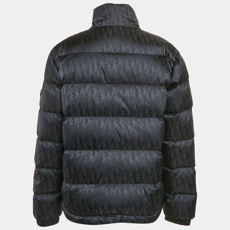 Pre Owned Dior Homme Black Oblique Nylon Puffer Jacket XL