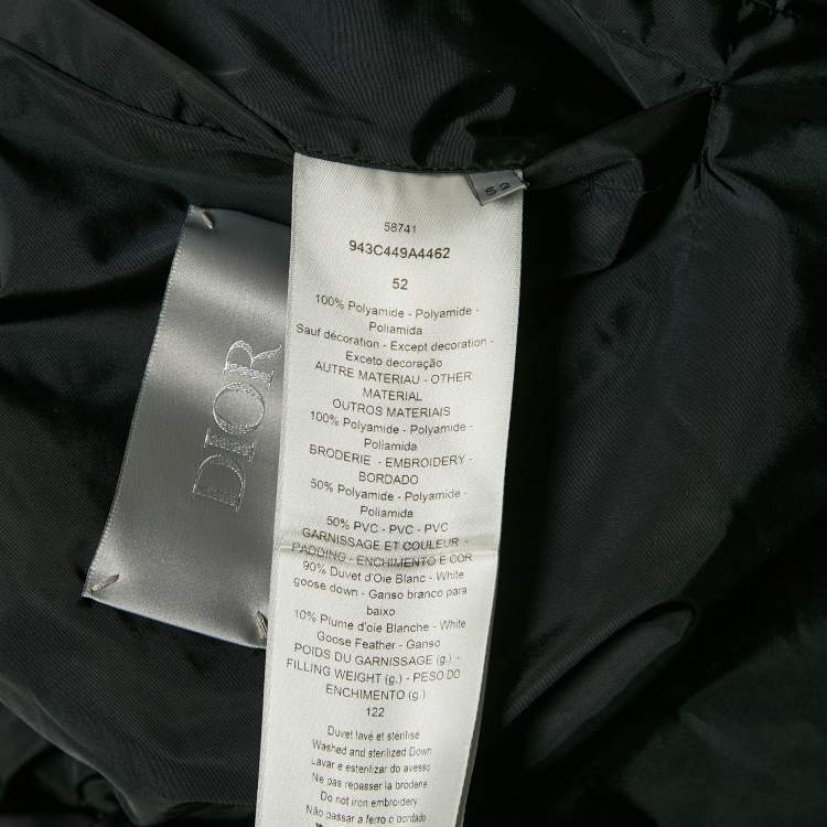 Pre Owned Dior Homme Black Oblique Nylon Puffer Jacket XL