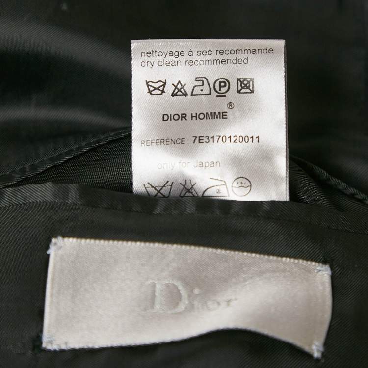 Pre Owned Dior Homme Black Wool Striped Single Breasted Pants Suit XL