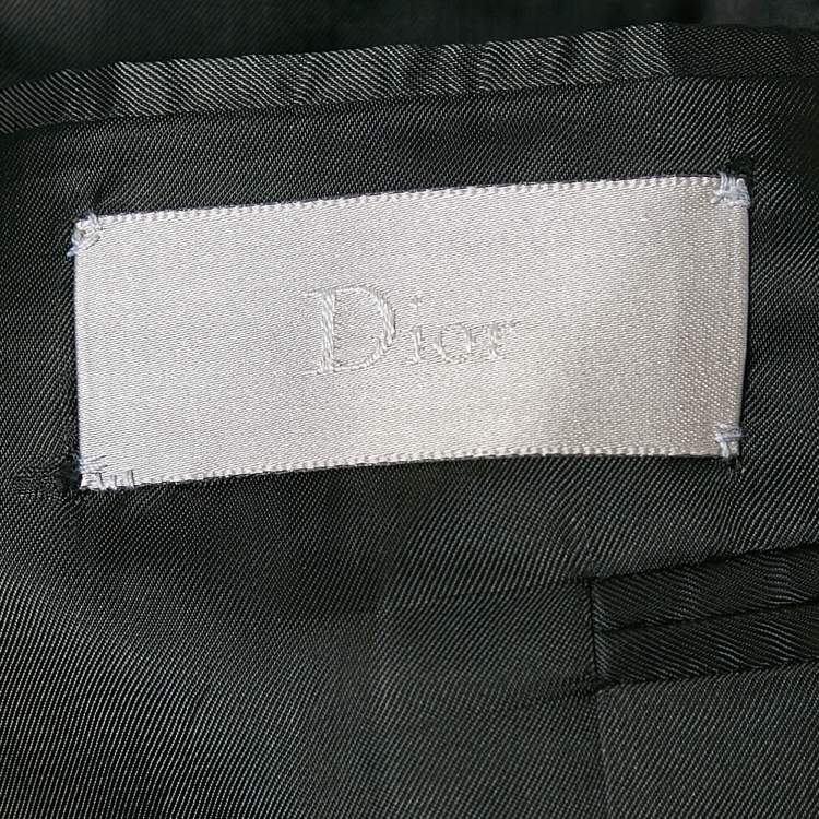 Pre Owned Dior Homme Black Wool Striped Single Breasted Pants Suit XL