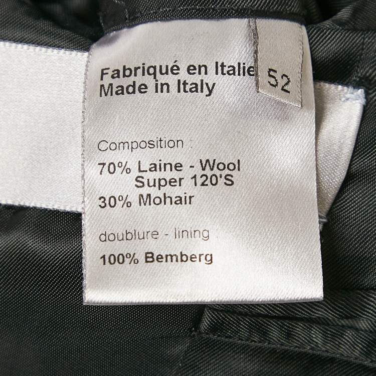 Pre Owned Dior Homme Black Wool Striped Single Breasted Pants Suit XL