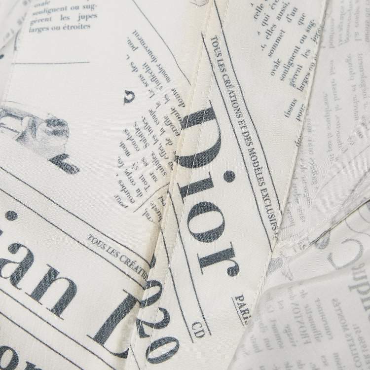 Pre Owned Dior Homme White News Paper Print Cotton Blend Shirt L