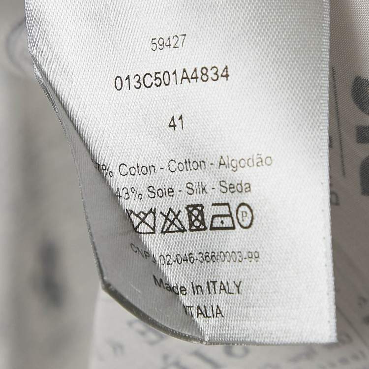 Pre Owned Dior Homme White News Paper Print Cotton Blend Shirt L