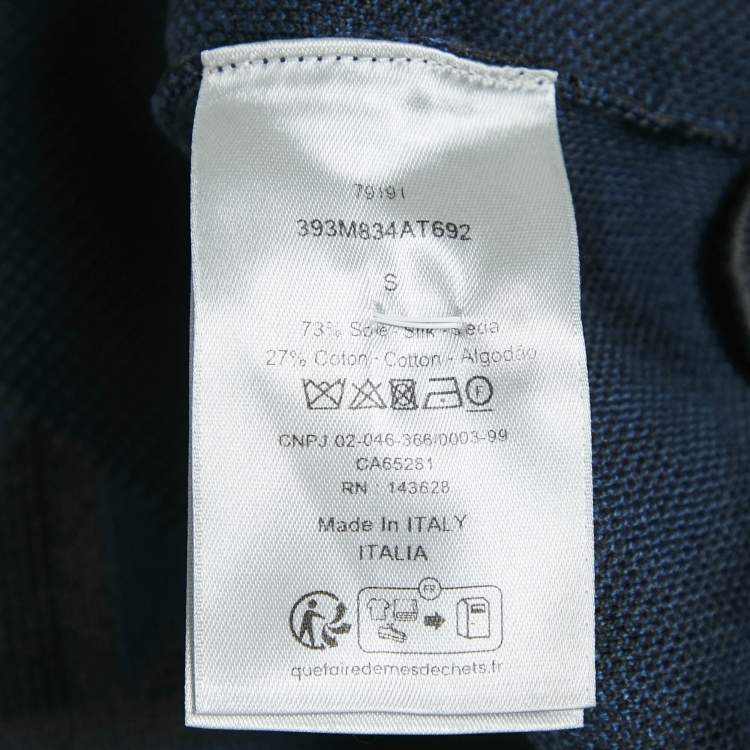 Pre Owned Dior Homme Blue/Grey Monogram Jersey Polo T-Shirt S