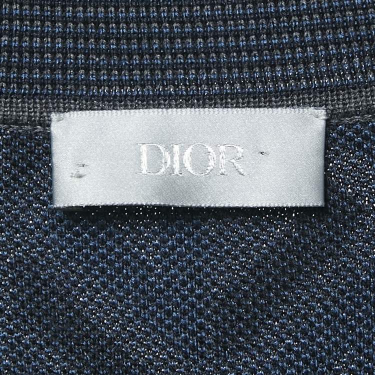 Pre Owned Dior Homme Blue/Grey Monogram Jersey Polo T-Shirt S
