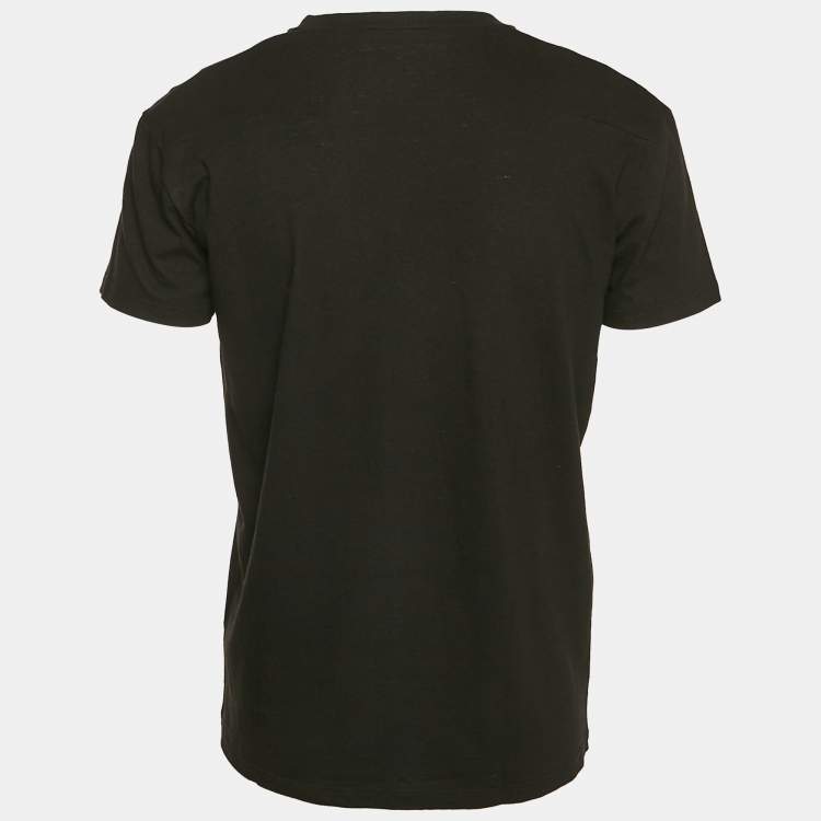 Pre Owned Dior Homme Black Printed Jersey V-Neck T-Shirt S