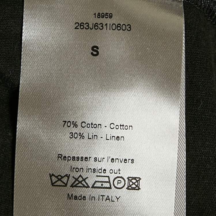 Pre Owned Dior Homme Black Printed Jersey V-Neck T-Shirt S