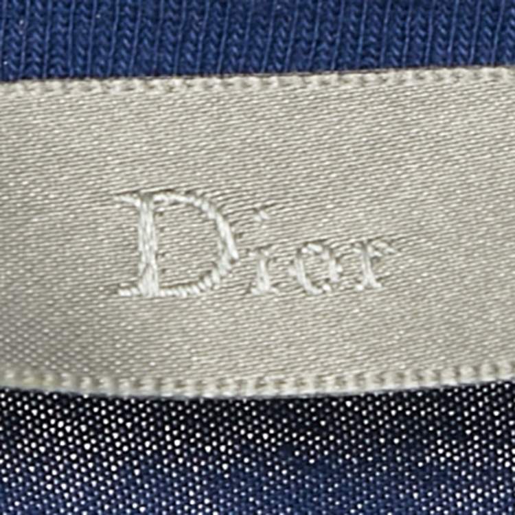 Pre Owned Dior Homme Blue Printed Jersey Crewneck T-Shirt XS