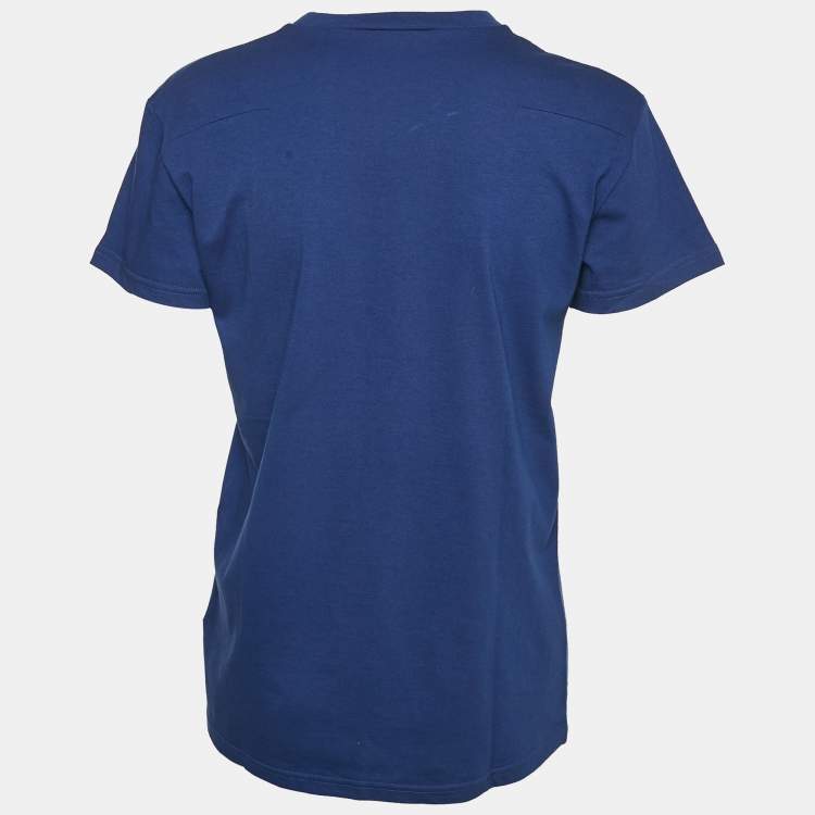 Pre Owned Dior Homme Blue Printed Jersey Crewneck T-Shirt XS