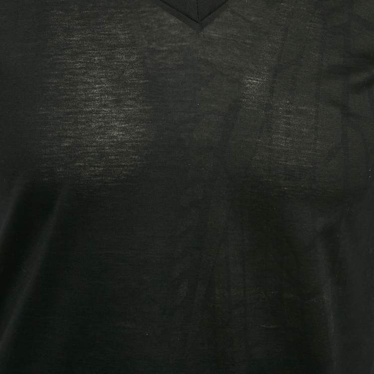 Pre Owned Dior Homme Black Printed Jersey V-Neck T-Shirt S