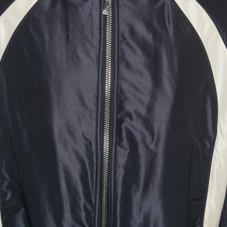Pre Owned Dior Homme x Air Jordan Capsule Navy Blue Logo Embroidery Spliced Baseball Jacket M