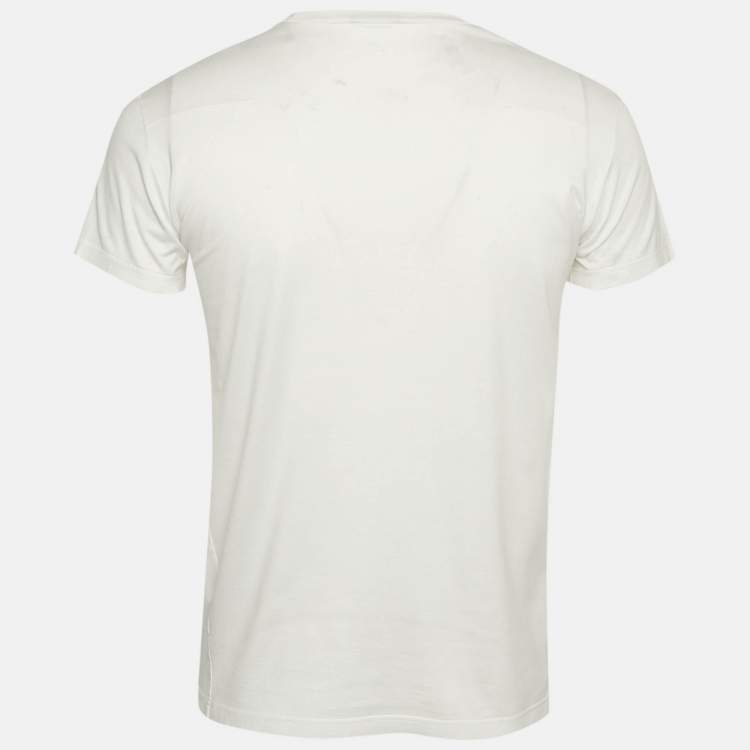 Pre Owned Dior Homme White Printed Jersey Crewneck T-Shirt S