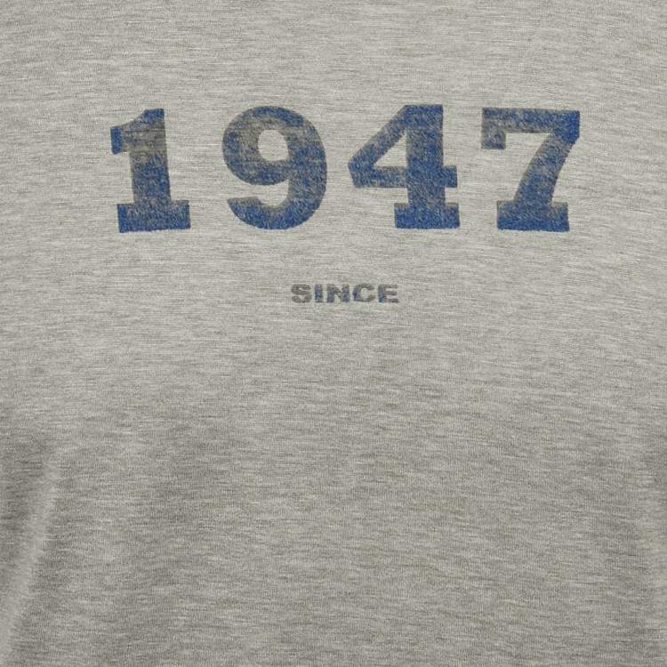 Pre Owned Dior Homme Grey 1947 Print Jersey Crewneck T-Shirt XS