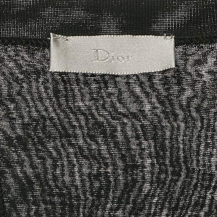 Pre Owned Dior Homme Black Sheer Panelled Jersey  V-Neck T-Shirt S