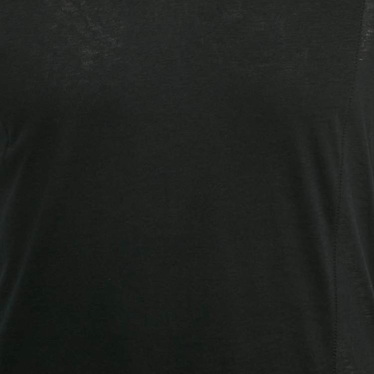 Pre Owned Dior Homme Black Sheer Panelled Jersey  V-Neck T-Shirt S