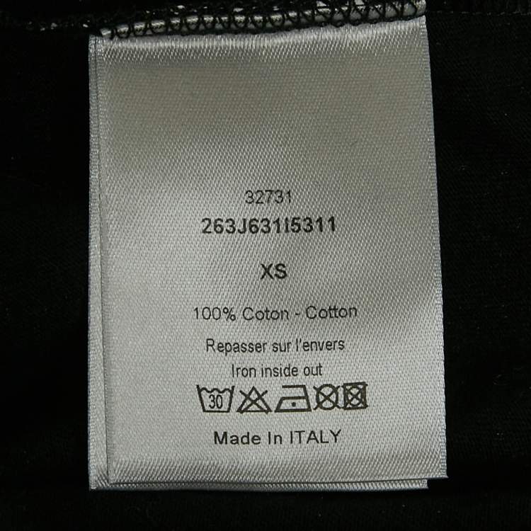 Pre Owned Dior Homme Black Textured Abstract Print Jersey V-Neck T-Shirt XS