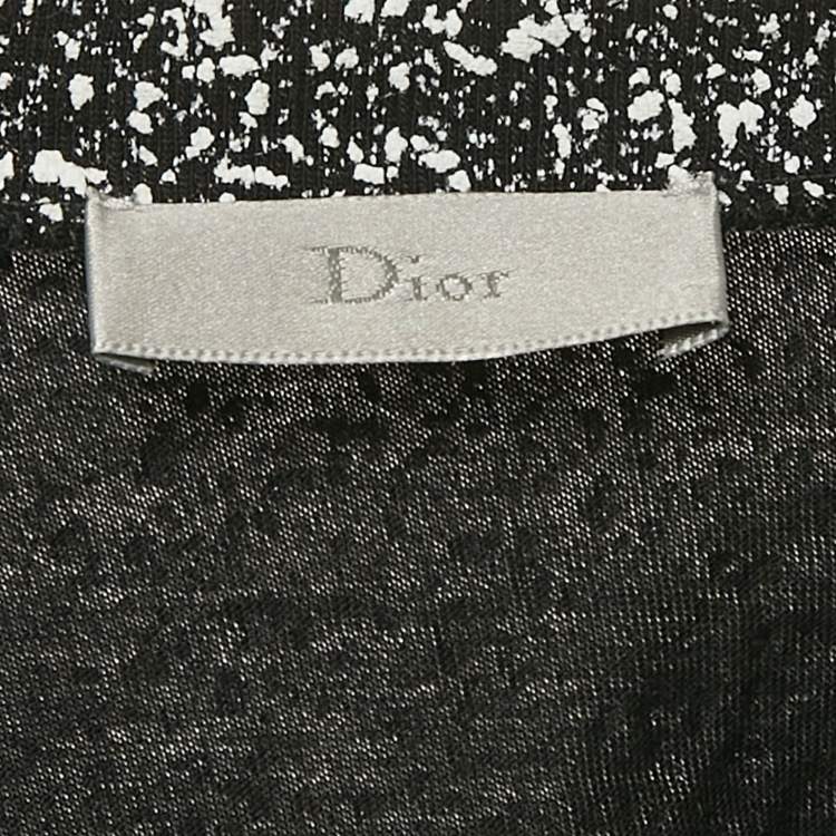 Pre Owned Dior Homme Black Textured Abstract Print Jersey V-Neck T-Shirt XS