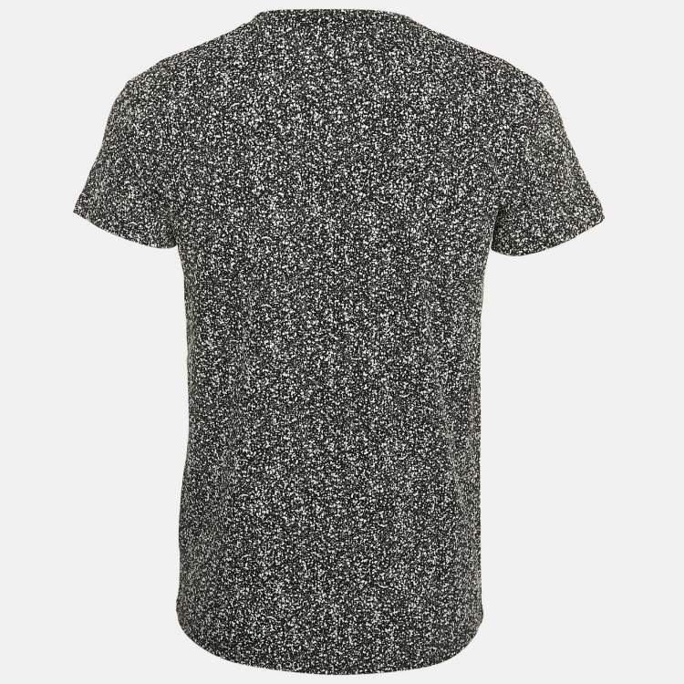 Pre Owned Dior Homme Black Textured Abstract Print Jersey V-Neck T-Shirt XS
