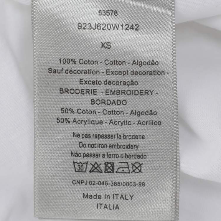 Pre Owned Dior Homme X KAWS White Cotton Bee Embroidered Oversized Crewneck T-Shirt XS