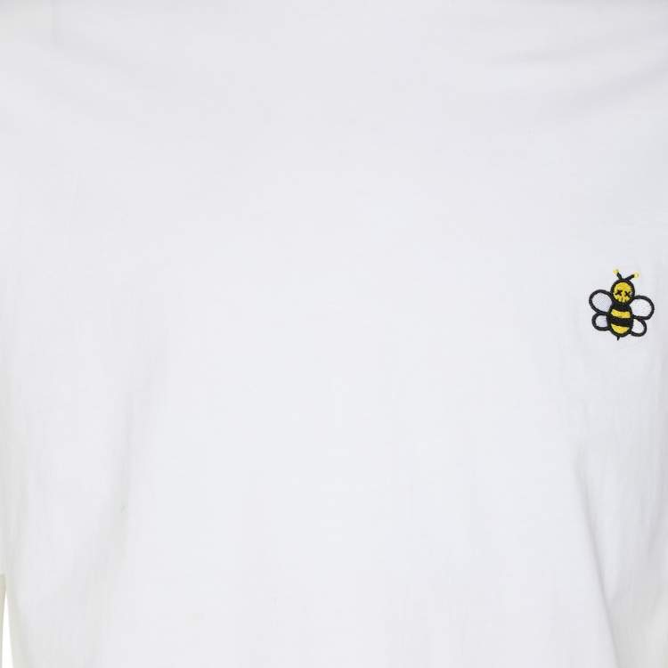 Pre Owned Dior Homme X KAWS White Cotton Bee Embroidered Oversized Crewneck T-Shirt XS