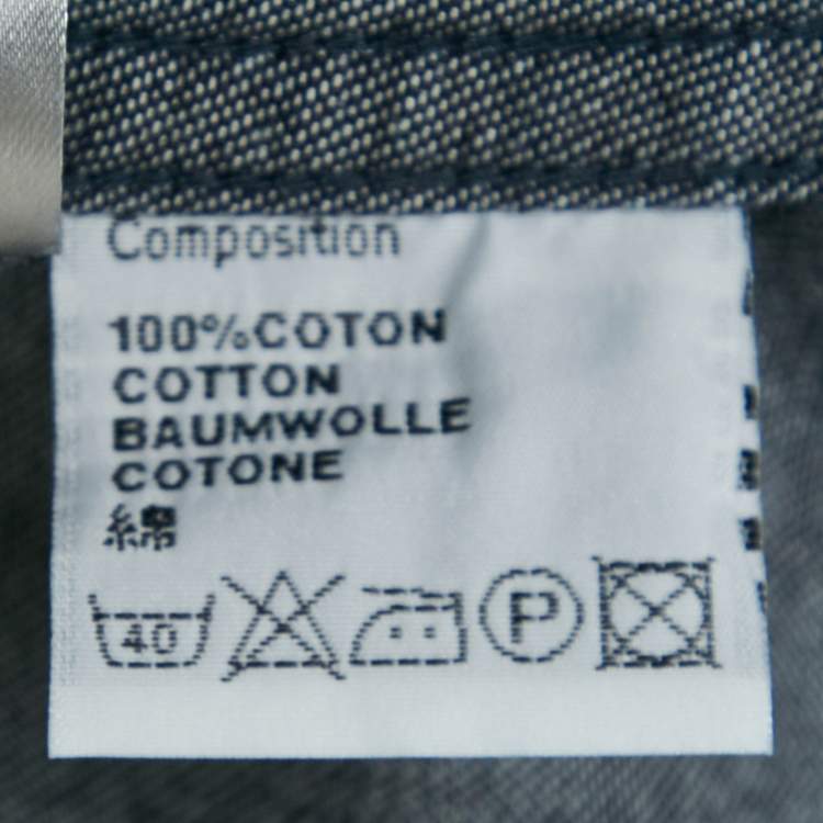 Pre Owned Dior Homme Navy Blue Denim Long Sleeve Shirt L