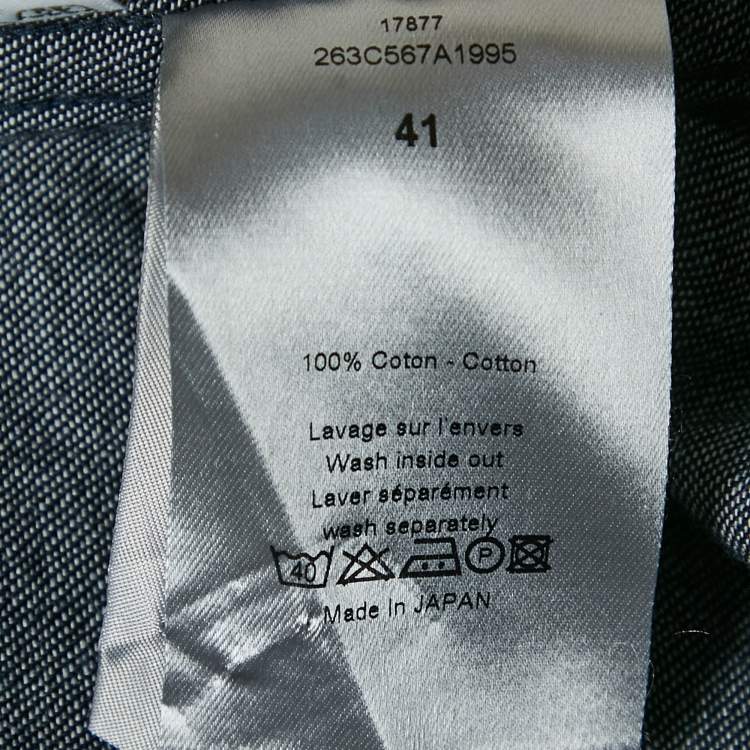 Pre Owned Dior Homme Navy Blue Denim Long Sleeve Shirt L