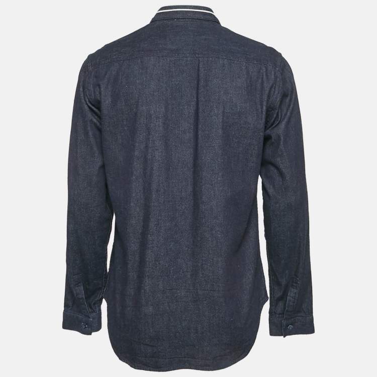 Pre Owned Dior Homme Navy Blue Denim Long Sleeve Shirt L