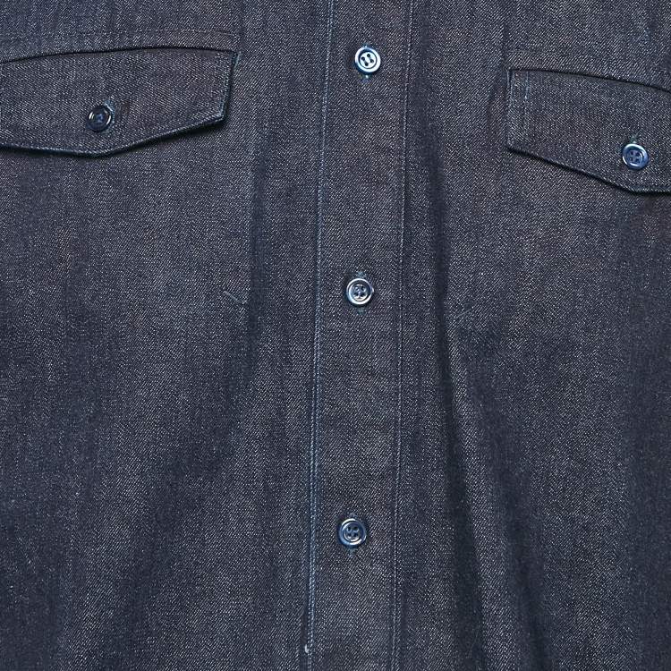 Pre Owned Dior Homme Navy Blue Denim Long Sleeve Shirt L