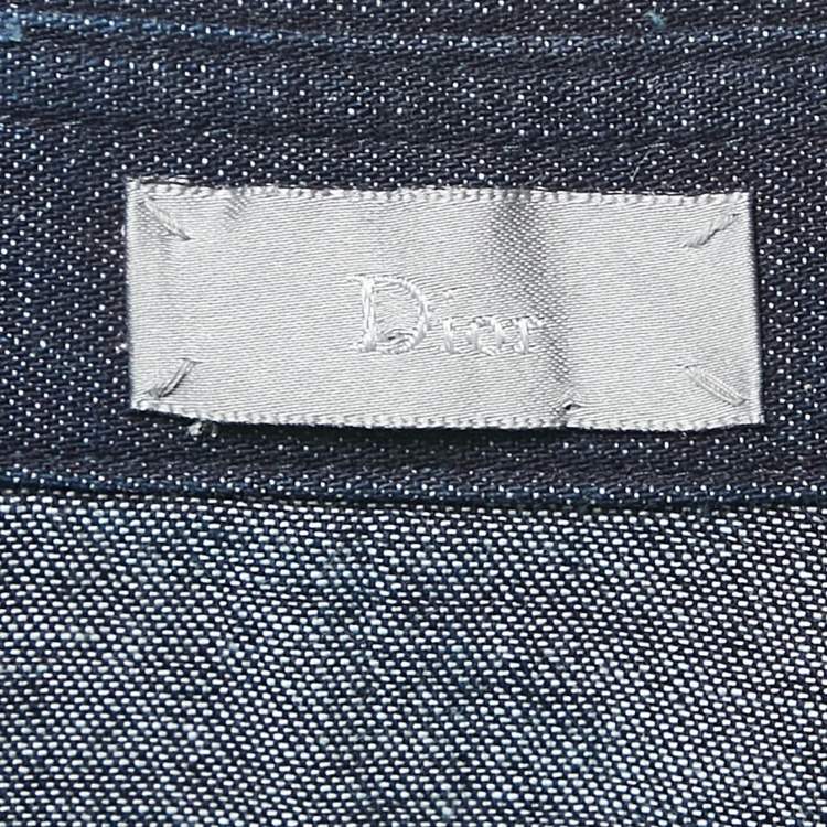 Pre Owned Dior Homme Navy Blue Denim Long Sleeve Shirt L