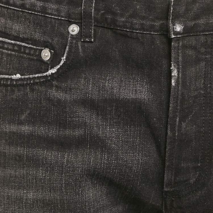 Pre Owned Dior Homme Black Distressed Denim Jeans M Waist 33"