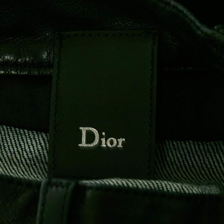Pre Owned Dior Homme Navy Blue Leather Trim Denim Regular Fit Jeans M Waist 32"