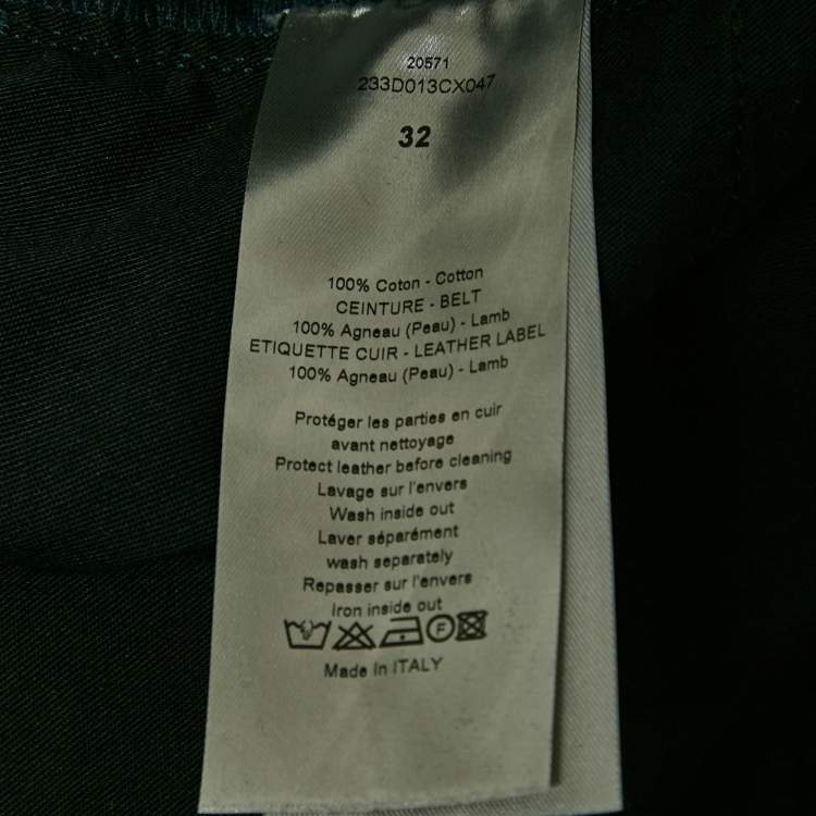 Pre Owned Dior Homme Navy Blue Leather Trim Denim Regular Fit Jeans M Waist 32"